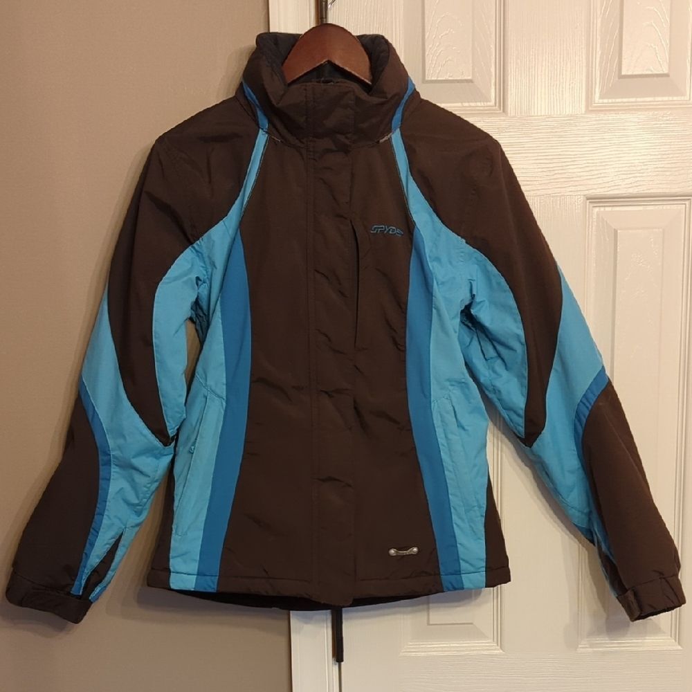 Spyder Women's Brown and Blue Ski Jacket Size 10 Snow Winter Coat